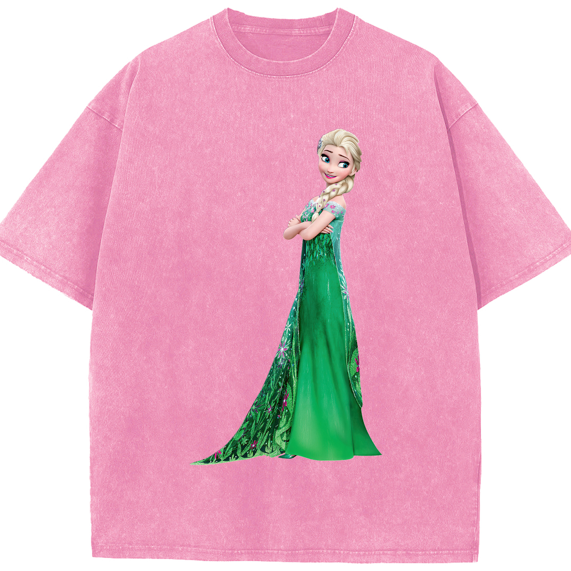 （画像用） アナと雪の女王 アンナ エルサ Frozen Anna Elsa 綿100% ヴィンテージ風 半袖Tシャツ（フロントプリント）
